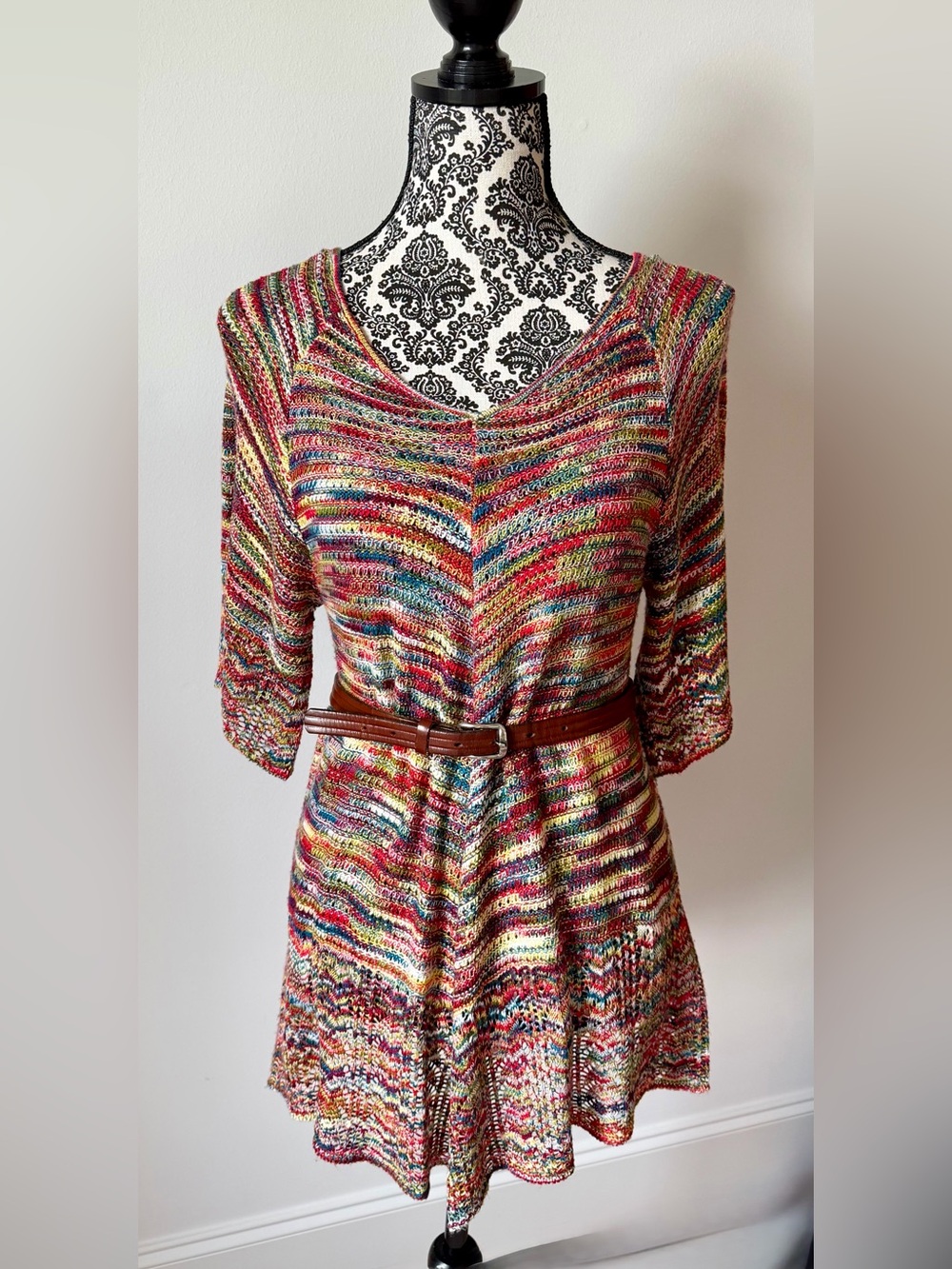 Boston Proper Multicolor lightweight Knit Tunic Top/ Cover up 30" length Sz S